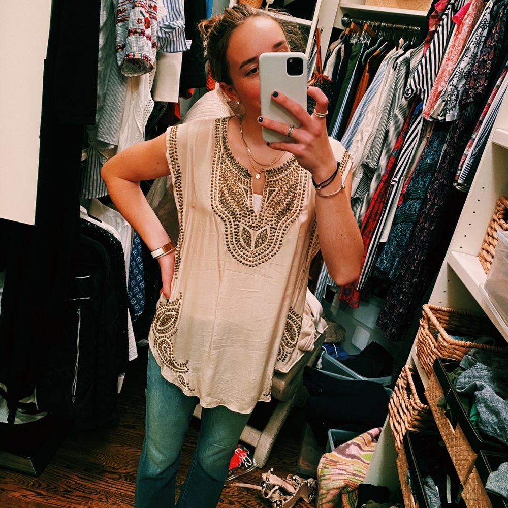 Calypso St Barth tan beaded tunic